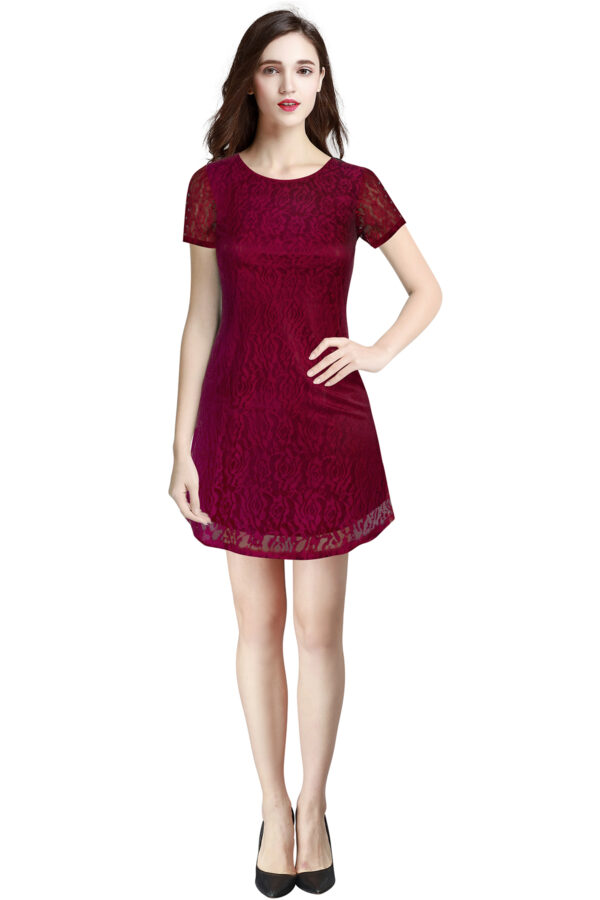 Maroon Rasal Bodycon Knee-Length Dress