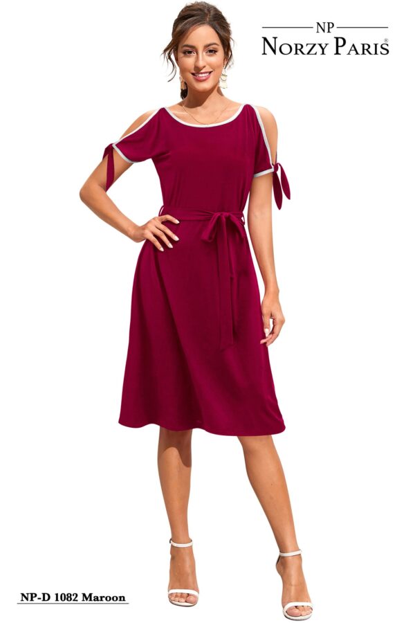 Elegant Maroon Sleeveless Fit & Flair Dress