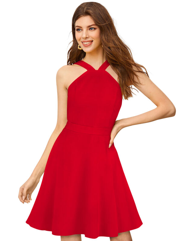 Stretchable Red Fit & Flair Dress