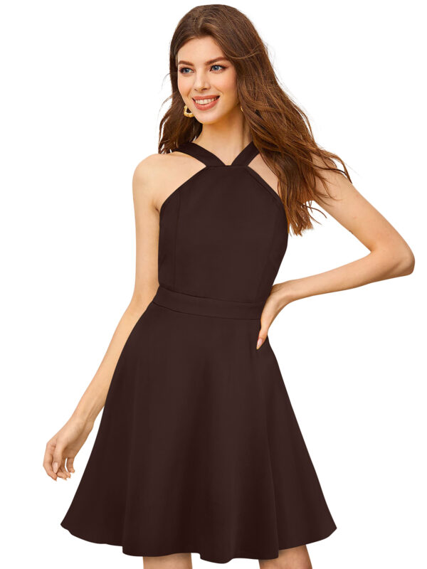 Stretchable Coffee Fit & Flair Dress