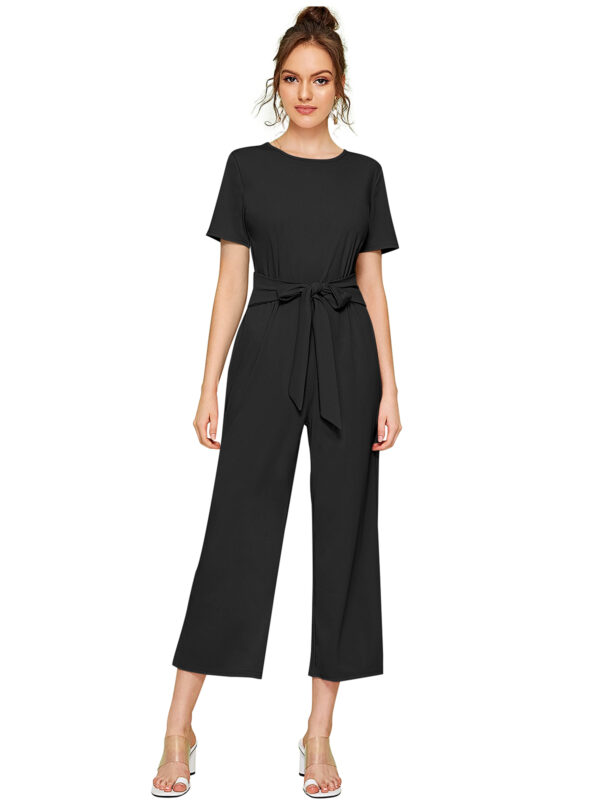 Black Cap Sleeves Jumpsuit