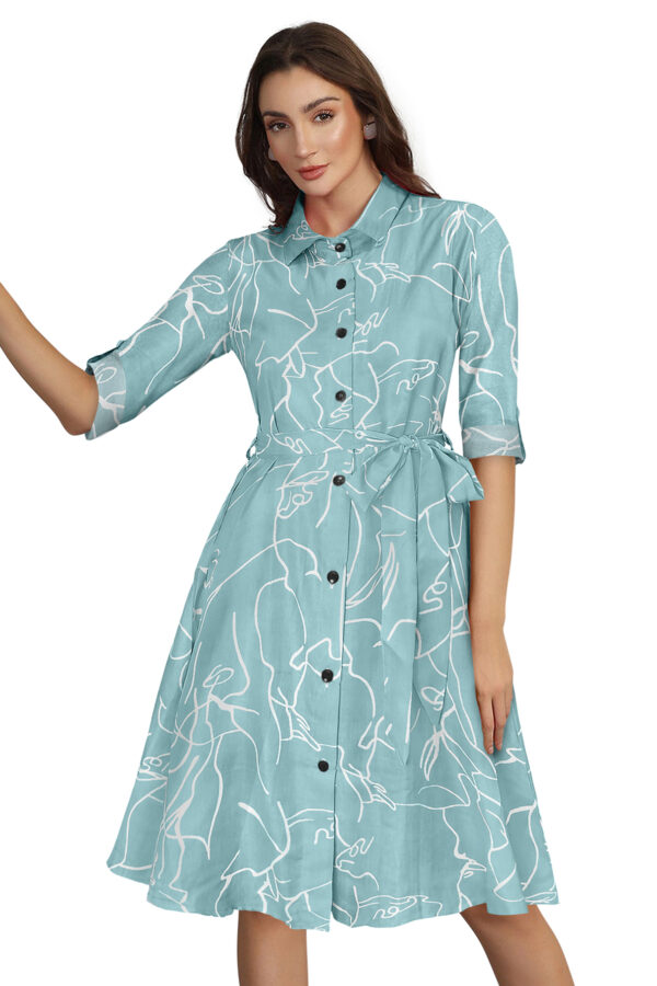 Pista Printed Shirt Collar Women's Dress
