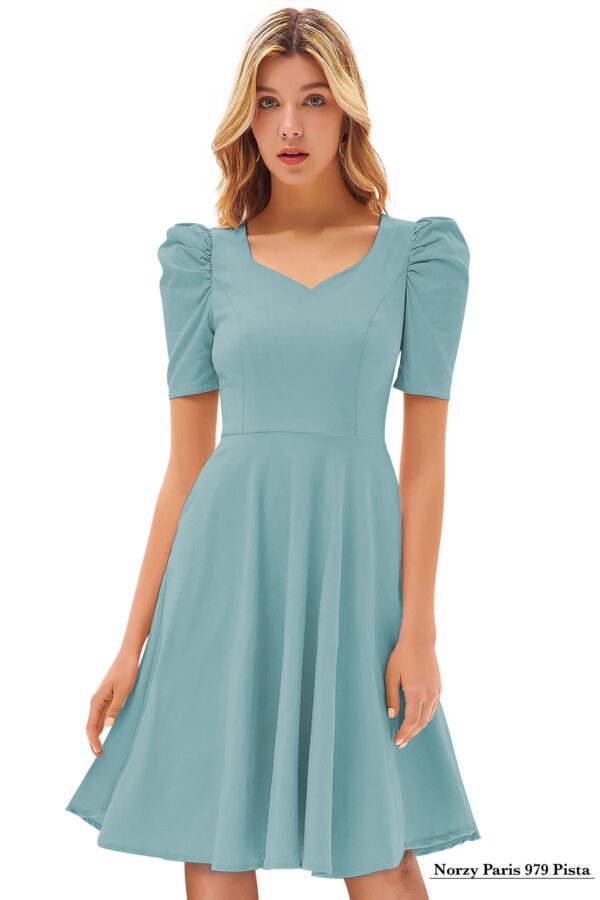 Pista V-Neck Cap-Sleeve Fit & Flare Knee-Length Dress