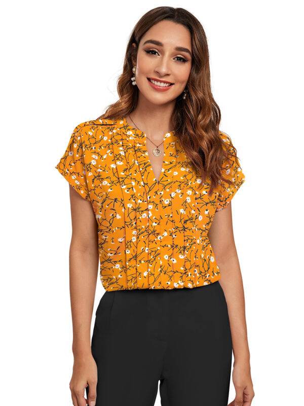 Yellow Half Sleeves Printed Top