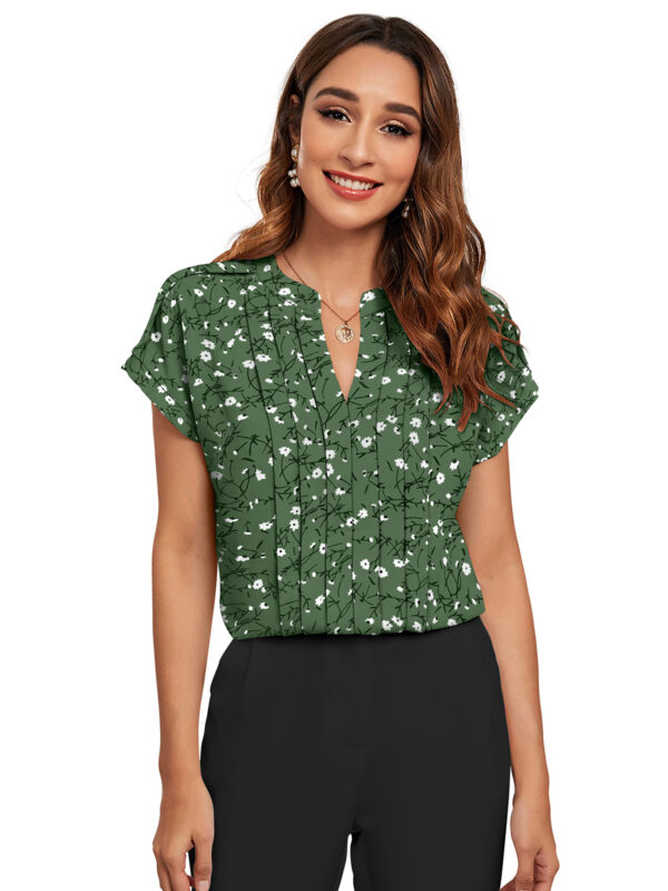Green Half Sleeves Printed Top