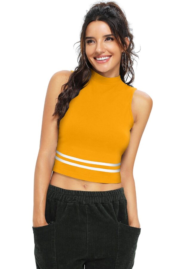Sleeveless Yellow High Neck Top