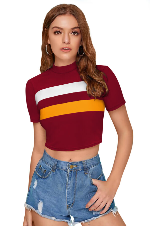Maroon & Yellow Half Sleeve Top