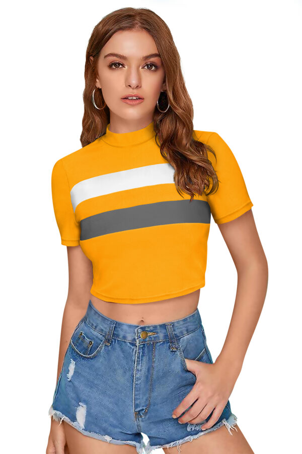 Yellow & Grey Half Sleeve Top