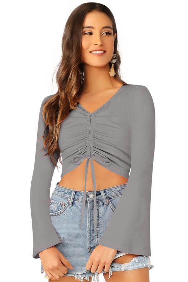 Grey Bell Sleeves Top