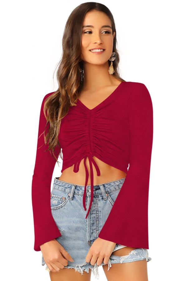 Maroon Bell Sleeves Top