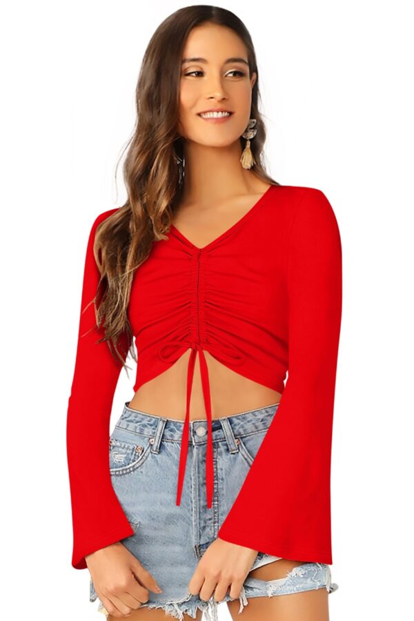 Red Bell Sleeves Top