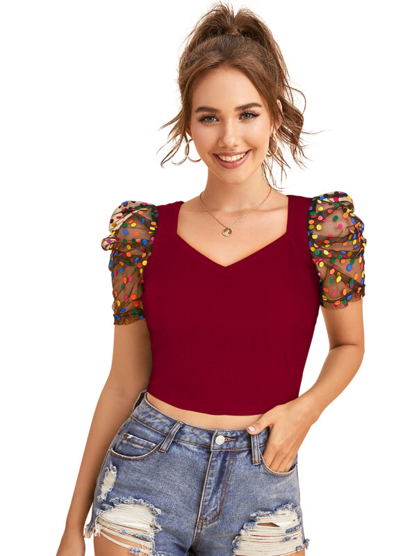 Maroon Short Sleeves Top