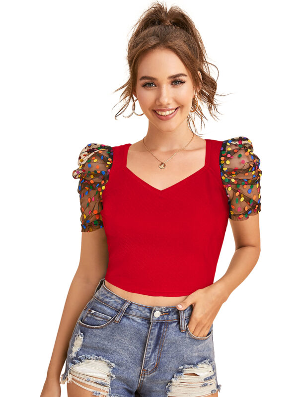 Red Short Sleeves Top