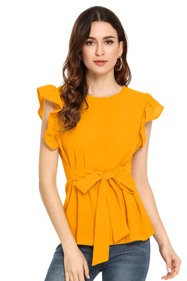 Designer Cap Sleeves Yellow T-Shirt