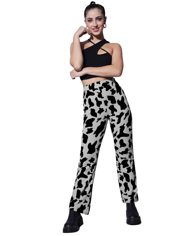 Polyester Cow Pattern Grey Pant