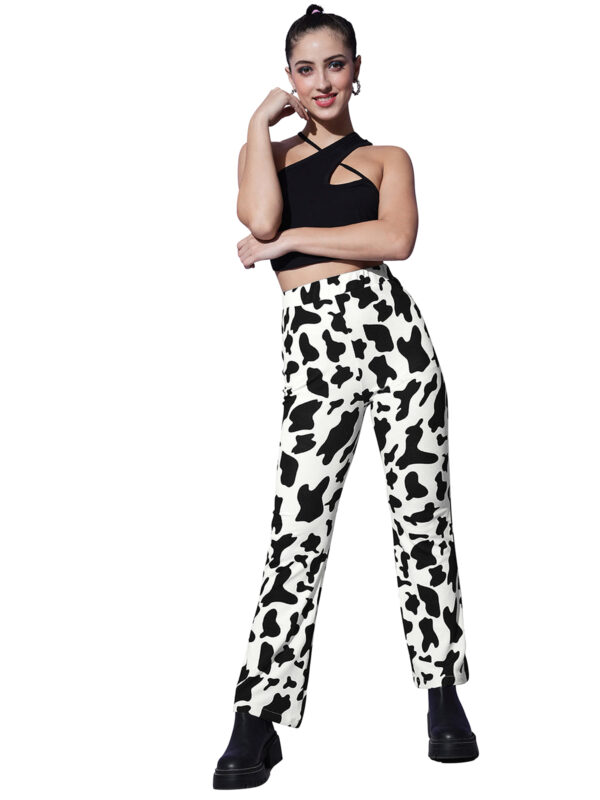 Polyester Cow Pattern White Pant