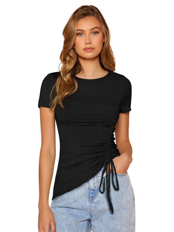 Black Short Sleeves Round Neck T-Shirt