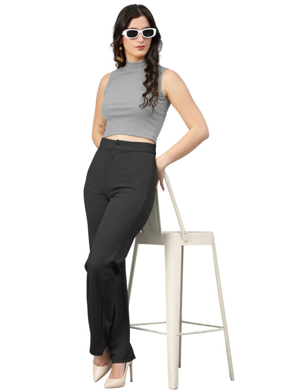 Solid Black Polyester Pant