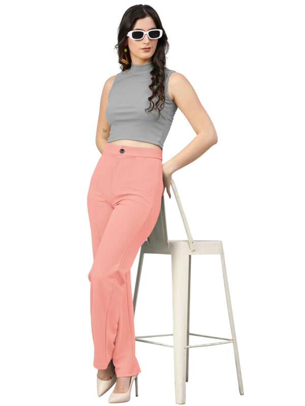 Polyester Solid Peach Pant
