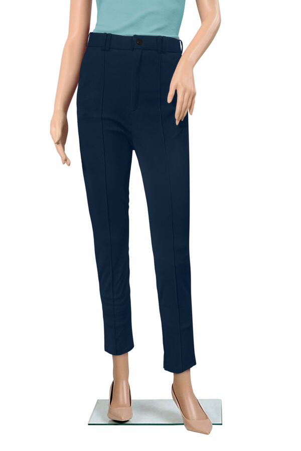 Women’s Navy Blue Color Polyester Knitting Pant