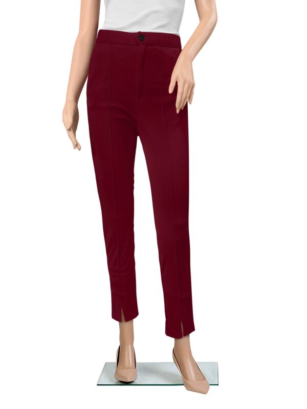 Women’s Maroon Color Polyester Knitting Pant