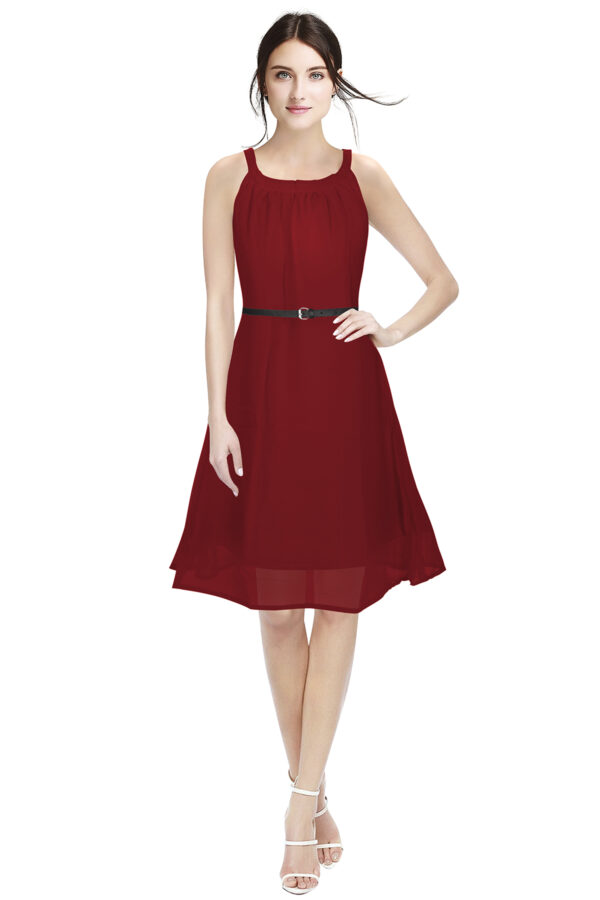 Georgette sleeveless Maroon dress
